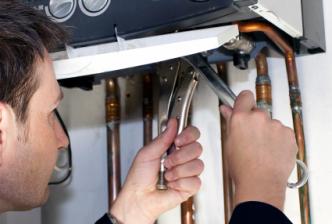 Tankless water heater repair in progress